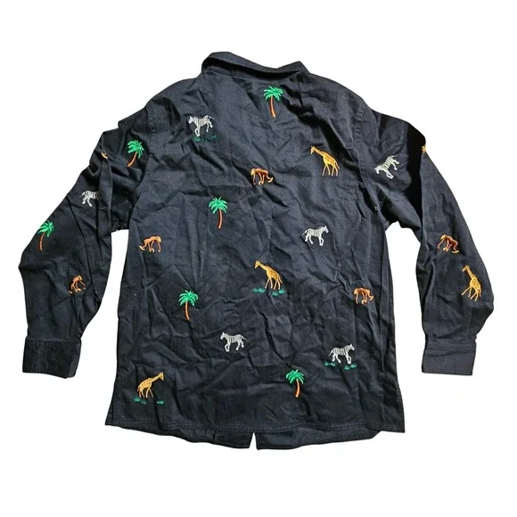 The Quaker Factory Safari Animal Embroidered Jacket Small Cotton Art To Wear NWT - Picture 2 of 6